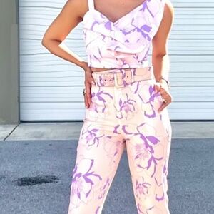 Brand New with tags - Made in Colombia Trendy Two-Piece Set with Purple Patterns